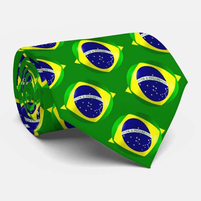 Brazilian Flag Neck Tie (Rolled)