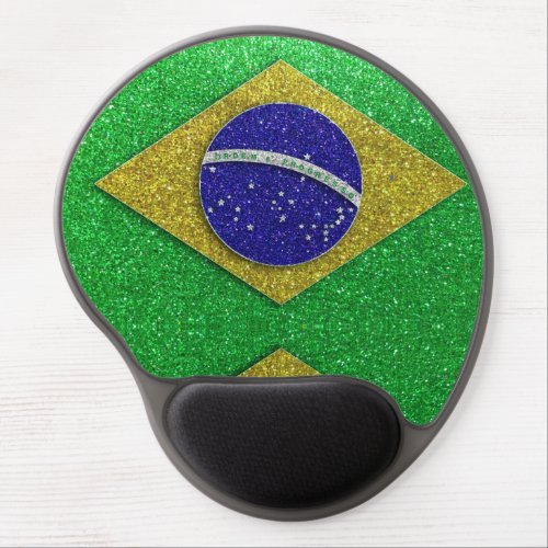 Brazilian Flag of Brazil Candy Glitter Sparkle Gel Mouse Pad