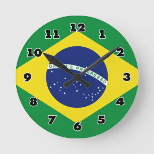 Brazilian flag of Brazil custom round wall clock