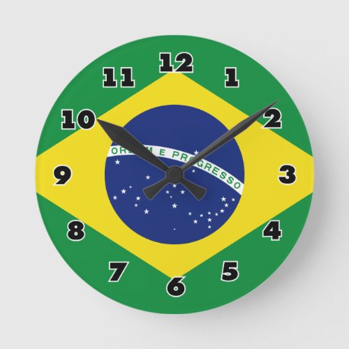 Brazilian flag of Brazil custom round wall clock