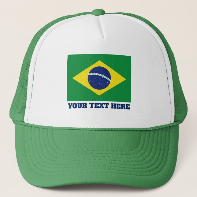 Brazilian flag of Brazil custom trucker hat (Front)