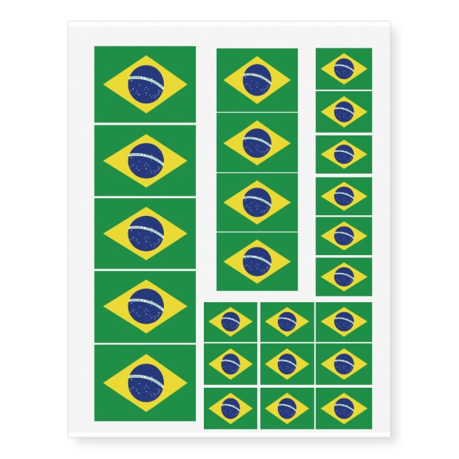 Brazilian flag of Brazil removable ink Temporary Tattoos (Front)
