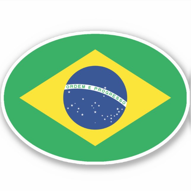 Brazilian Flag Oval Sticker (Front)