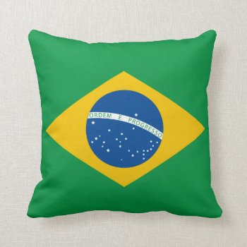 Brazilian Flag Pillow  Brasil  Green Yellow Blue Throw Pillow by JustLola at Zazzle