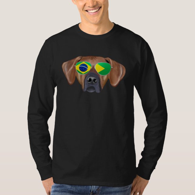 Brazilian Flag Rhodesian Ridgeback Dog Brazil Pock T-Shirt (Front)