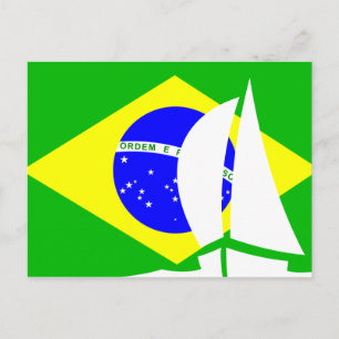 Brazilian Flag Sailing Boat Brazil Nautical Postcard
