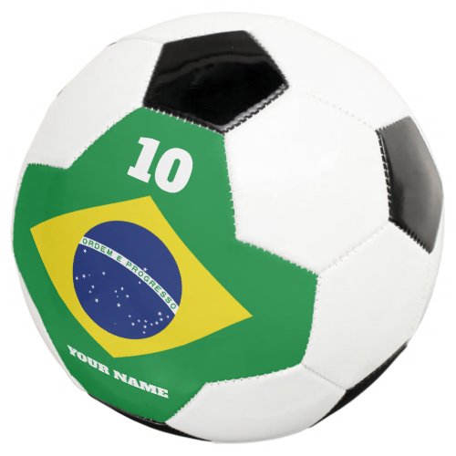 Brazilian flag soccer ball with custom sports name