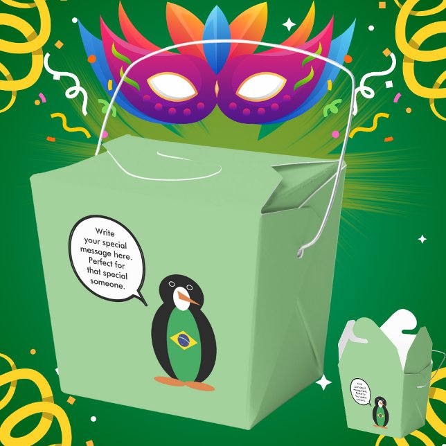 Brazilian Flag Talking Ms Penguin Personalized  Favor Boxes (Creator Uploaded)