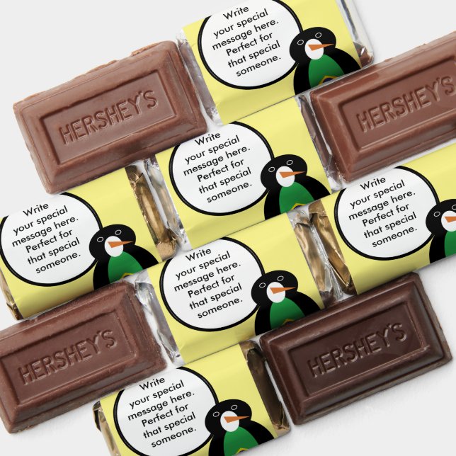 Brazilian Flag Talking Ms Penguin Personalized  Hershey's Miniatures (Assorted)