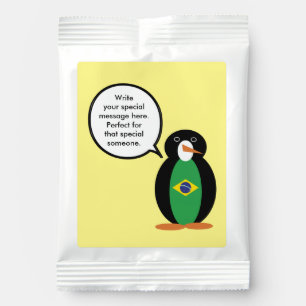 Brazilian Flag Talking Ms Penguin Personalized Hot Chocolate Drink Mix