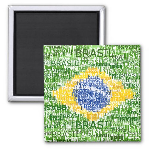 Brazilian Flag _ Textual Brasil Magnet