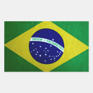 Brazilian Flag Vintage look Rectangular Sticker