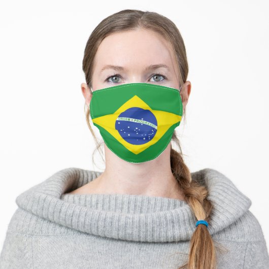 BRAZILIAN FLAG VIVA BRAZIL ADULT CLOTH FACE MASK (Worn)