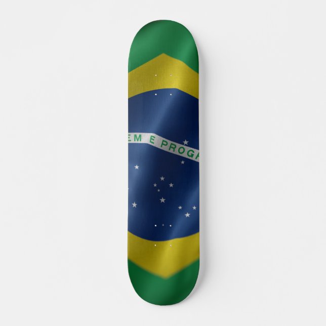 Brazilian Flame Flag Skater Skateboard (Front)