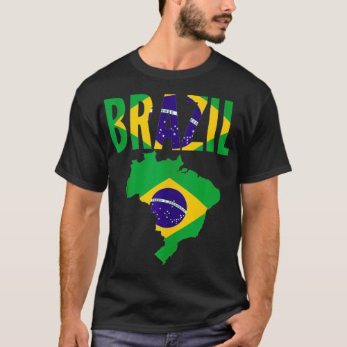 Brazilian Gift  Brazil Country Map Flag  T_Shirt