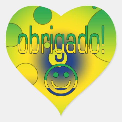 Brazilian Gifts Thank You  Obrigado Face Heart Sticker