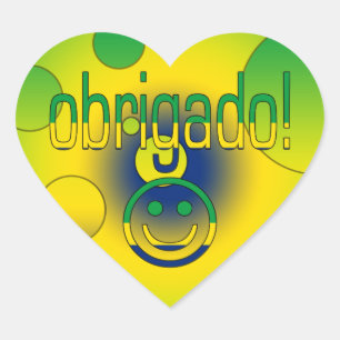 Brazilian Gifts Thank You / Obrigado Face Heart Sticker
