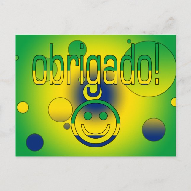 Brazilian Gifts Thank You / Obrigado Face Postcard (Front)