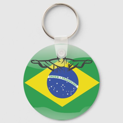 Brazilian glossy flag keychain