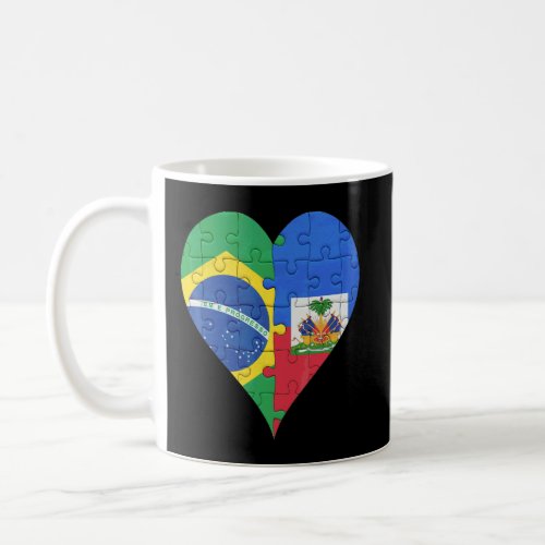 Brazilian Haitian Flag Heart  Coffee Mug