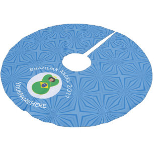 Brazilian Hanukkah Angel Flag Personalized  Brushed Polyester Tree Skirt