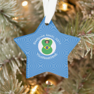 Brazilian Hanukkah Angel Flag Personalized Ornament