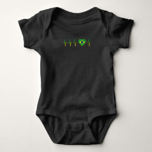 Brazilian Heartbeat I Love Brazil Flag Heart Pride Baby Bodysuit