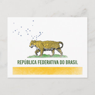 Brazilian Jaguar - Brazil California Flag Combined Postcard