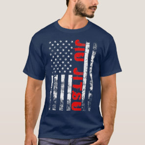 Brazilian Jiu Jitsu American Flag Sports T-Shirt