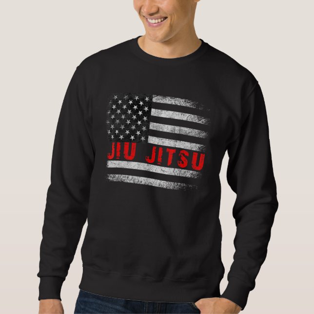 Brazilian Jiu Jitsu American Flag Us Sports Sweatshirt (Front)