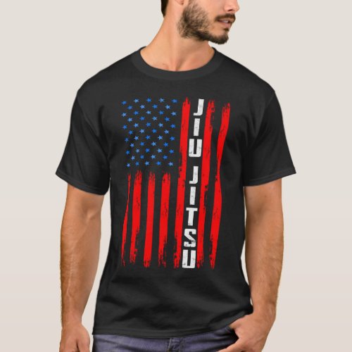 Brazilian Jiu Jitsu American Flag US Sports T_Shirt