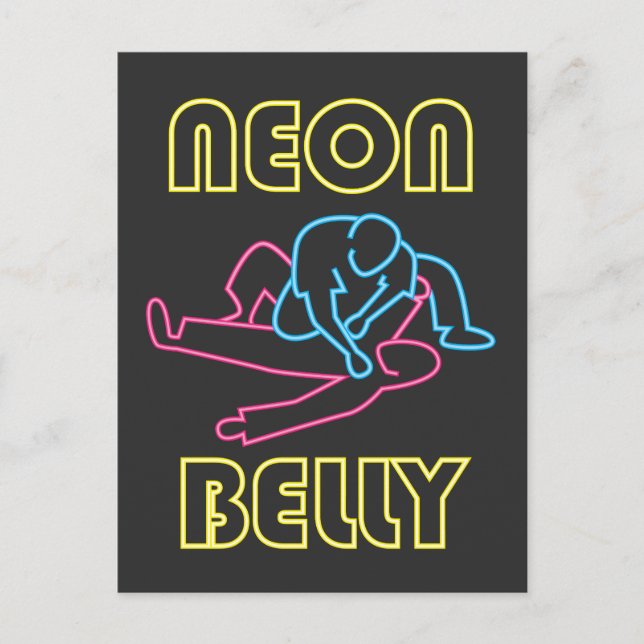 Brazilian Jiu Jitsu: BJJ Neon Knee On Belly Postcard (Front)