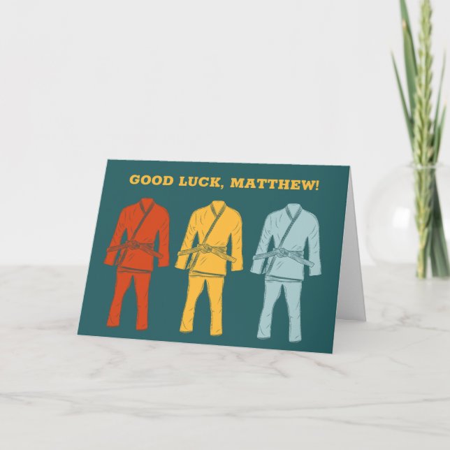 Brazilian Jiu Jitsu BJJ Personalized Good Luck Card (Front)