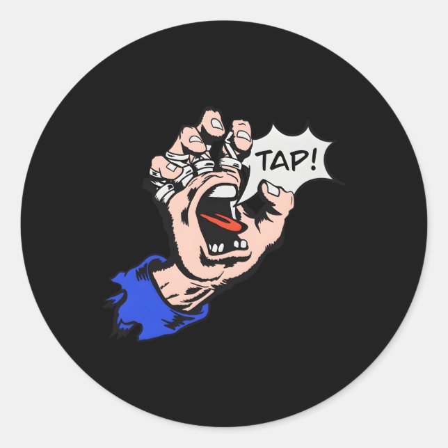Brazilian Jiu-Jitsu Bjj Tap Hand Classic Round Sticker (Front)