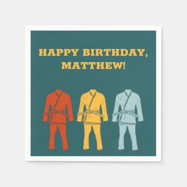 Brazilian Jiu Jitsu BJJ Themed Birthday Party Napkins (Front)