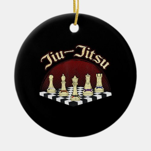 brazilian jiu jitsu chess black belt ceramic ornament