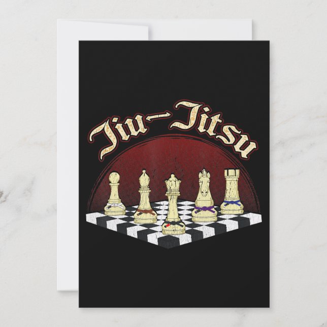 brazilian jiu jitsu chess black belt holiday card (Front)