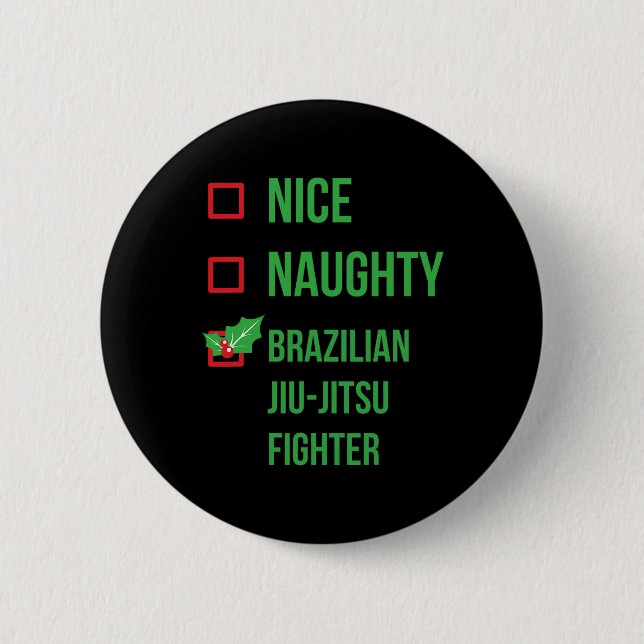 Brazilian Jiu-jitsu Fighter Funny Pajama Christmas Button (Front)