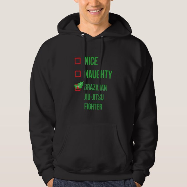 Brazilian Jiu Jitsu Fighter Funny Pajama Christmas Hoodie (Front)