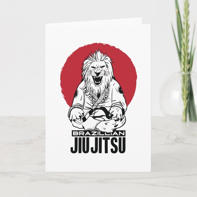 Brazilian Jiu Jitsu Lion Red Sunset Card (Front)