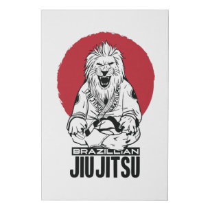 Brazilian Jiu Jitsu Lion Red Sunset Faux Canvas Print