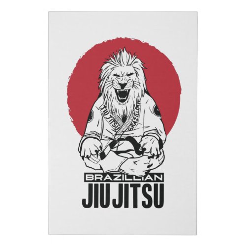 Brazilian Jiu Jitsu Lion Red Sunset Faux Canvas Print