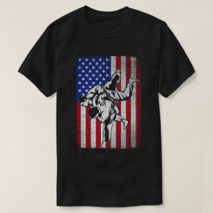 Brazilian Jiu Jitsu Martial Arts American Flag T-Shirt