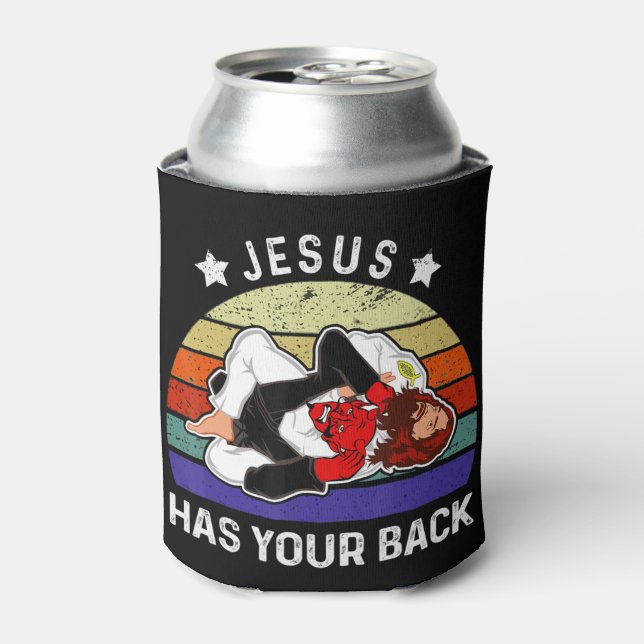 Brazilian Jiu Jitsu Shirt Jesus Shirt Jesus Has Yo Can Cooler (Can Front)