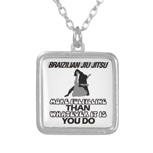 BRAZILIAN JIU JITSU SILVER PLATED NECKLACE (Front)