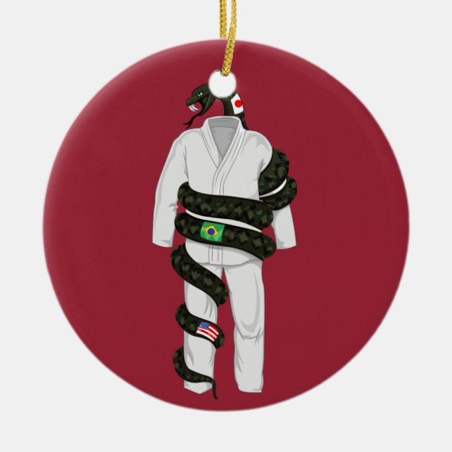 Brazilian Jiu Jitsu Snake Ceramic Ornament (Front)