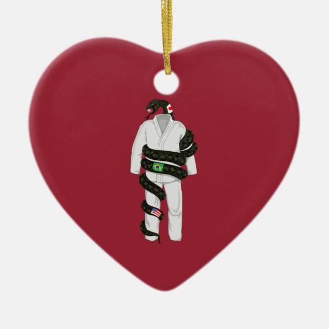 Brazilian Jiu Jitsu Snake Ceramic Ornament (Front)