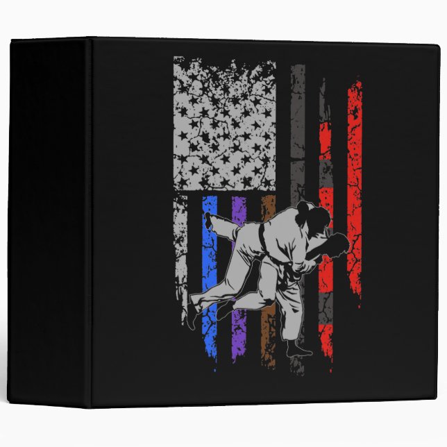 Brazilian Jiu Jitsu Stars & Stripes Rank BJJ Flag 3 Ring Binder (Front/Spine)