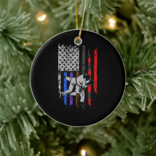 Brazilian Jiu Jitsu Stars & Stripes Rank BJJ Flag Ceramic Ornament