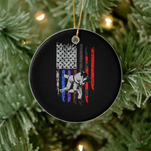 Brazilian Jiu Jitsu Stars &amp; Stripes Rank BJJ Flag Ceramic Ornament